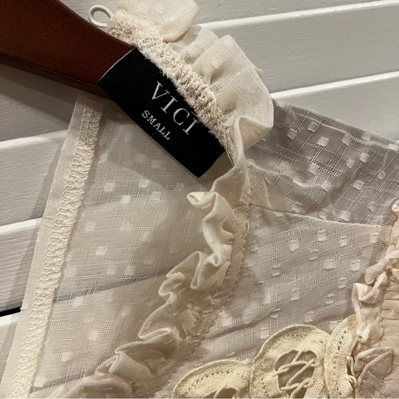 VICI Cream Lace Ruffle Trim  Blouse - Picture 8 of 11